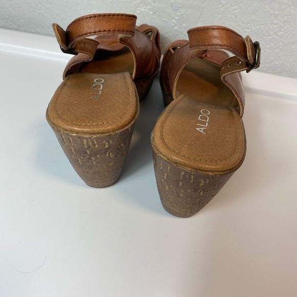 Aldo Womems Shoes Sz 40  Brown Leather Platform - Picture 3 of 6